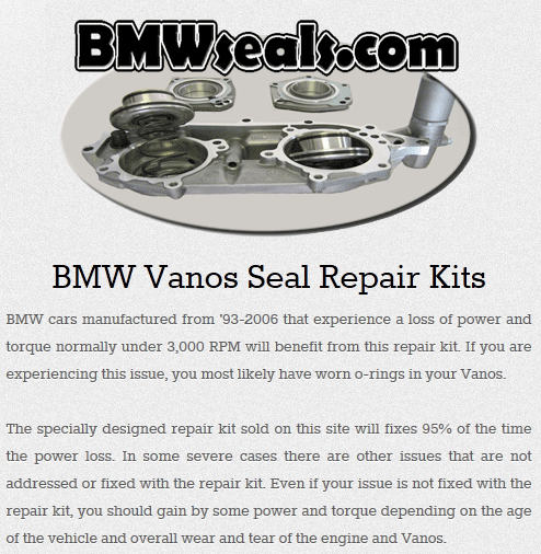 BMW Vanos O-Ring Repair Kit